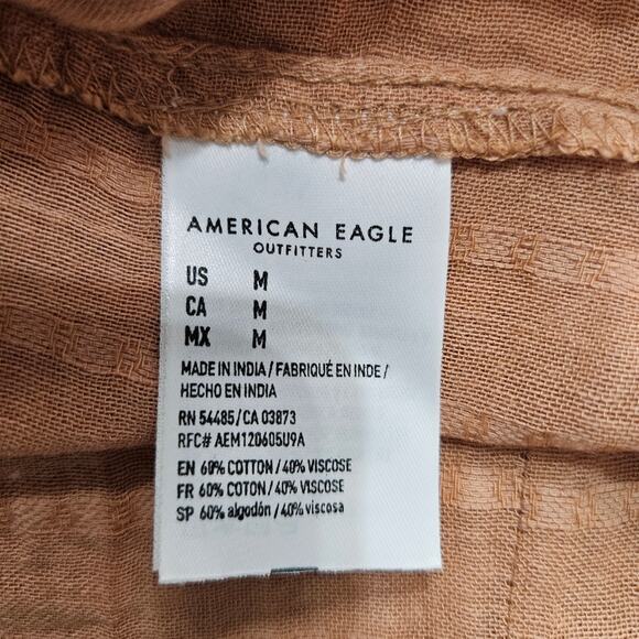 American Eagle Babydoll Peasant Tunic Top Boho Hippie Blouse Cut Out Open Back M - Picture 9 of 15